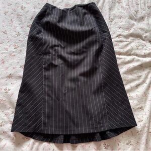 Apostrophe Black and White Pinstripe A-Line Skirt